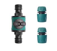 TOPWAYS Válvula de cierre en línea de liberación rápida para tubo de manguera de jardín, extensor de válvula de conector macho doble con conectores rápidos de extremo de manguera a juego (doble macho)