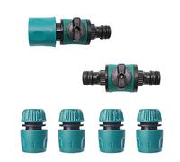 Topways Válvula de cierre en línea de liberación rápida para tubo de manguera de jardín, extensor de válvula de conector macho doble con conectores rápidos de extremo de manguera a juego