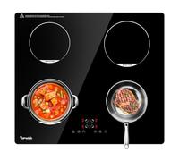 TOPWISH placa de inducción de 60 cm, placa con 4 zonas FlexInduction, placa de cocina de inducción con temporizador y función PowerBoost