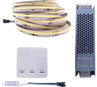 TOPXCDZ Cob fluye agua corriente LED tira de luz WS2811 24V carrera de caballos secuencial LED banda con controlador de panel táctil RF (3000K)