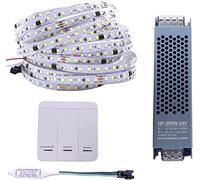 TOPXCDZ DC24V 10M WS2811 Carreras de caballos Tira LED 2835 120 led/m Luz corriente corriente con controlador inalámbrico Fresco natural cálido blanco (blanco natural)