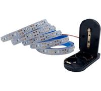 TOPXCDZ Tira de luces LED 2835, botón de luz, funciona con pilas, 3 V CC, 60 ledes/m, flexible, para decoración del hogar, 8 mm, placa de circuito de 1 m, 2 m (rojo, 1 m)