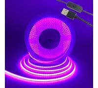 TOPXCDZ Tira de luz negra USB LED 1 m 2 m 3 m 4 m 5 m 3528 60 LED, 395 nm IP65 resistente al agua, efecto de luz negra, iluminación de escenario, para Navidad, Halloween, fiesta, carnaval, discoteca