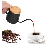 Topyond Hervidor De Café con Cuello De Cisne Y Tapa De Bambú para Cocina Casera, Acero Inoxidable, Cao Largo Y Estrecho, Hervidor Manual para Hacer Café para Té Y Leche Cafetera Italiana