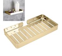 Topyond Plato De Soporte para Jabón para Ducha, Soporte De Pared para Jabón, Barra De Bandeja De Jabón, Estante De Jabón De Acero Inoxidable para Baño Y Cocina(Oro)