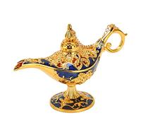 Topyond Vintage Coleccionable RARA Pequeña Lámpara Genio Oro Y Zafiro Azul Decoración Leyenda Genio Luz Decoración Mágica para Fiestas Temáticas De Aladdin