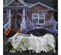Topzora Telaraña de Halloween de 200 g con 40 arañas - Tejido elástico para decoración interior y exterior - Spider Web artificial para casa, jardín, ventanas, setos, escaleras y sala de fiesta