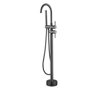 Toque de mezclador de baño moderno con toque de baño de cascada de ducha con ducha manual con 360 ° de agua giratoria grifo de agua independiente manija doble bañera de latón bañera de latón LWX