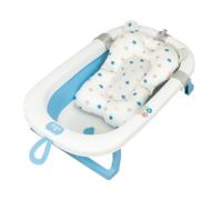 Toral Bañera Plegable Bebé con Patas Azul + Cojin - Bañera Bebe con Patas Comoda, Facil de Guardar y Usar, Patas Antideslizantes y Colgador - Bañera Bebé Plegable Portatil - Bathy Azul con Cojín