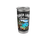Torch Lake Michigan MI Caribbean Paradise Sandbar Lake Vaso térmico de acero inoxidable de doble pared