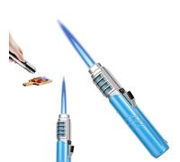 Torch Lighter with Adjustable Flame & Safety Lock | Windproof Butane Refillable Jet Flame for Camping, BBQ, Candles, Cooking | Cool Lighters Gift Idea for Outdoor Adventures (Blue)
