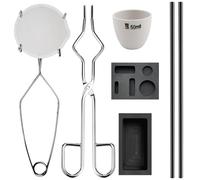 Torch Melting Casting Kit 550g 8-Piece Graphite Crucible Set - Whip Tongs Stir Stick Metal Smelting Kit Gold Silver Jewelry Casting Stainless Ceramic Tool Set