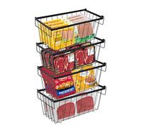 Torchesy 3PCS Organizador Para Congelador,Organizadores Arcon Congelador Caja De Almacenamiento Para Congelador Apilable De Metal Con Asas Y Fondo Antideslizante 37 X 18.5 X 15.5 Cm