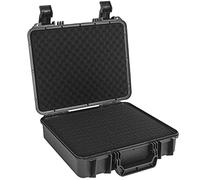 TORIBIO Funda rígida para micrófono, drones, cámara, equipos, estuche de almacenamiento portátil, caja rígida de espuma precortada, caja de seguridad anticaídas para viajes, salidas de mano, 13.8 x