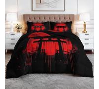 Torii Gate Moon Super King - Edredón de 240 x 220 cm, edredón de estilo japonés para niños, niñas, adolescentes y adultos, edredón de felpa suave, transpirable, negro, ligero, hipoalergénico