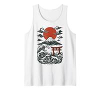 Torii Japan Wave Volcán Sun Mount Fuji Rising Red Camiseta sin Mangas