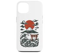 Torii Japan Wave Volcán Sun Mount Fuji Rising Red Carcasa para iPhone 13
