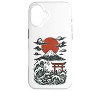 Torii Japan Wave Volcán Sun Mount Fuji Rising Red Carcasa para iPhone 16