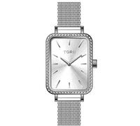 TORII Reloj de Mujer Plateado Acero Inoxidable - Rectangular Cuarzo C20SS.OS Brazalete de Malla índices de línea Resistente al Agua 30 m