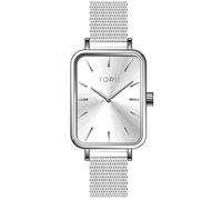 TORII Reloj de Mujer Plateado Acero Inoxidable - Rectangular Cuarzo S20SS.OS Brazalete de Malla índices de línea Resistente al Agua 30 m