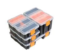Torin AG421B - Organizadores de piezas y hardware: caja de herramientas de almacenamiento versátil y duradera de 4 piezas para pernos, tornillos, clavos, tuercas y accesorios pequeños, negro/naranja