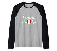 Torino Italia Bandera Italia Souvenir Regalo a Juego Italiano Camiseta Manga Raglan