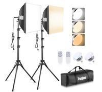 Torjim - Kit de iluminación para fotografía de Softbox, 16 x 16 Pulgadas, Kit de iluminación Profesional de Softbox con Bombillas LED de 85 W, 3000-7500 K, Luces de Estudio para fotografía/grabación