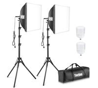 Torjim - Kit de iluminación para fotografía de Softbox, 16 x 16 Pulgadas, Kit de iluminación Profesional de Softbox con Bombillas E27 de 40 W, 8000 K, Luces de Estudio para