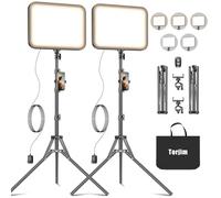 Torjim Kit de luz de video de 11 pulgadas para creadores, luces de estudio de alto brillo de 24 W con soporte de trípode, soporte para teléfono y control remoto, iluminación de fotografía ajustable