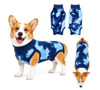 TORJOY Traje de recuperación transpirable para perros macho/hembra, teñido anudado azul para heridas abdominales, alternativa de cono E-collar después de la cirugía a antilamido, traje de cirugía