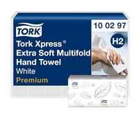 Tork 100297 Xpress Extra Soft Hand Paper Towels H2 / Soft Absorbent Multifold Hand Towels Premium / Mfold Compatible with Tork H2 System / 21 x 100 Sheets (34 x 21 cm)