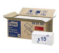TORK 10997 - Servilletas plegadas (250 hojas, 23 x 25 cm, doble grosor, 15 unidades), color blanco