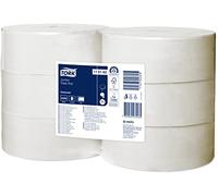 Tork 110162 Rollos de papel higiénico Jumbo Advanced de larga duración de 1 capa compatibles con el sistema higiénico Jumbo Tork T1, 6 rollos x 2500 hojas