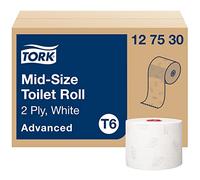 Tork 127530 Rollos de papel higiénico Advanced suave T6 / Rollos wc de 2 capas compatibles con el sistema para papel higiénico compacto Tork T6, 27 rollos x paquete