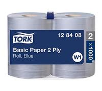 Tork 128408 Papel básico/Paños de papel compatibles con el sistema W1 / Universal/Azul / 2 capas / 2 x bobinas de 340 m