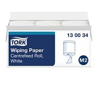 Tork 130034 Papel de secado multiuso Premium de 1 capa compatible con el sistema de alimentación central grande M2, blanco, 6 rollos x 165m