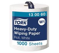Tork 130060 Papel de secado de uso intensivo QuickDry Premium / 2 capas/Paños de limpieza compatibles con el sistema W1 / 1 bobina x 340 m de largo/color blanco