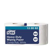 Tork 130062 Papel de secado de uso intensivo QuickDry Premium / 2 capas/Paños de limpieza compatibles con los sistemas W1 y W2 / 2 bobinas x 170 m de largo/color blanco