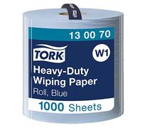 Tork 130070 Papel de secado de uso intensivo QuickDry Premium / 2 capas/Paños de limpieza compatibles con el sistema W1 / 1 bobina x 340 m de largo/color azul