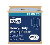 Tork 130073 Papel de secado de uso intensivo QuickDry Premium/2 capas/Paños de limpieza compatibles con los sistemas W1, W2 y W3/1 bobina x 170 m de largo/color azul