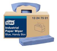 Tork 13247501 Limpiador de papel industrial, caja práctica, 4 capas, 32,5 cm de ancho x 41,9 cm de largo, azul (caja de 1 caja, 180 toallas)