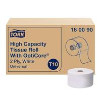Tork 160090 Rollo de papel higiénico universal de alta capacidad con OptiCore, 2 capas, 3.75 pulgadas de ancho x 3.5 pulgadas de largo, color blanco (caja de 12 rollos, 2000 hojas por rollo, 24.000