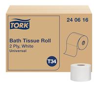 Tork 240616 - Rollo de papel de baño universal, 2 capas, 3,75 pulgadas de ancho x 4,00 pulgadas de largo, color blanco (caja de 48 rollos, 616 hojas por rollo, 29,568 hojas por caja)