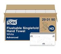 Tork 290190 Toallas de mano Advanced desechables, plegadas en V compatibles con el sistema de Tork H3, 2 capas, blanco, 15 x 250 hojas (23 x 23 cm)