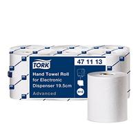 Tork 471113 Toallas de papel para manos en rollo, para sistemas de sensores H12/H13, para dispensadores electrónicos de rollos de toallas, resistentes al desgarro, 2 capas, blancas, 6 rollos x 143 m