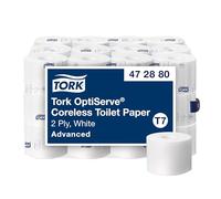 Tork 472880 Advanced - Papel higiénico sin núcleo de alta capacidad, 2 capas, para sistema T7, 1000 hojas/rollo, 333 pies/rollo, 36 rollos/caja