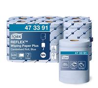Tork 473391 Reflex Papel de secado Extra/Advanced/ 2 capas/Papel multiuso compatible con el sistema M4 / 6 bobinas x 150,8 m de largo/color azul