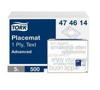 Tork 474614 - Juego de manteles individuales (5 x 500 cm, 42 x 30 cm (largo x ancho), diseño de escritura de buen apetito en diferentes idiomas, para una protección eficaz de la mesa, calidad avanzada