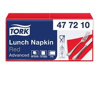 Tork 477210 Lunch/Servilletas para almuerzo / 10 paquetes x 200 unidades (2000 servilletas) / color rojo / 2 capas / 33 x 32,6 cm/Advanced