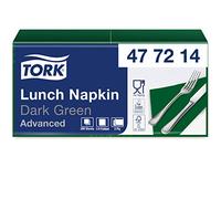 Tork 477214 Lunch/Servilletas para almuerzo / 10 paquetes x 200 unidades (2000 servilletas) / color verde oscuro / 2 capas / 33 x 32,6 cm/Advanced